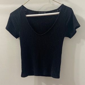 Black fitted urban outfitters cropped tshirt